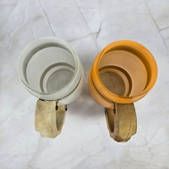 Vintage Siesta Ware Barrel Frosted Mugs Glasses Set of 4 Blue Orange Yellow - Picture 6 of 13